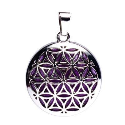 Pendentif Fleur de vie avec Amethyste face