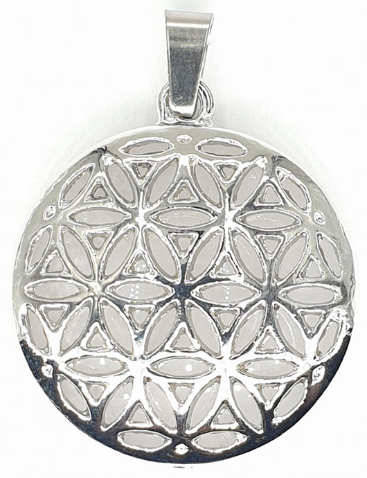 Pendentif métal Fleur de Vie Cristal de Roche - Collectif Spirite